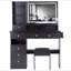 Ensemble de meuble-lavabo de 41 po avec tiroir à gauche de grande taille + ensemble de commode avec tabouret rembourré, 2 blocs d'alimentation AC + 2 USB, support pour séchoir à cheveux, miroir à DEL très grand à commande tactile, interrupteur 3 couleurs, certificat EPA, GCC, UL-1726772984