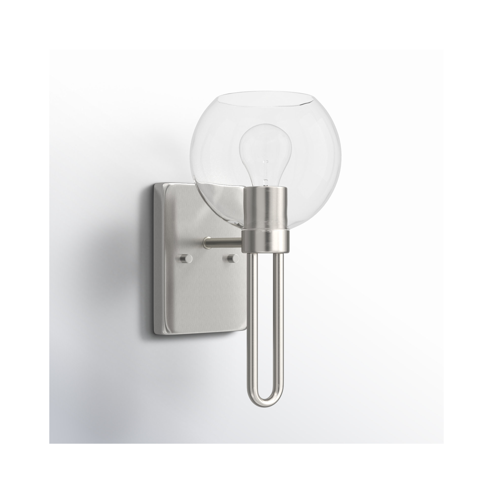 Single Transparent Dimmable Bath Sconce, Brushed Nickel