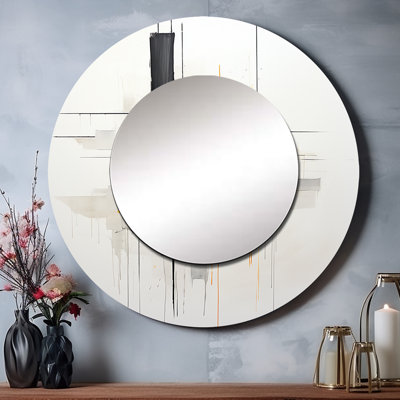 Gris gris jaune minimalisme pureté de forme VI - miroir mural grand minimalisme, miroir décoratif rond gris, impression d'art en métal