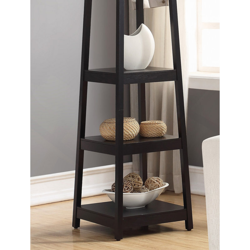 Coat Rack W/ 3-Tier Storage Shelves, Black