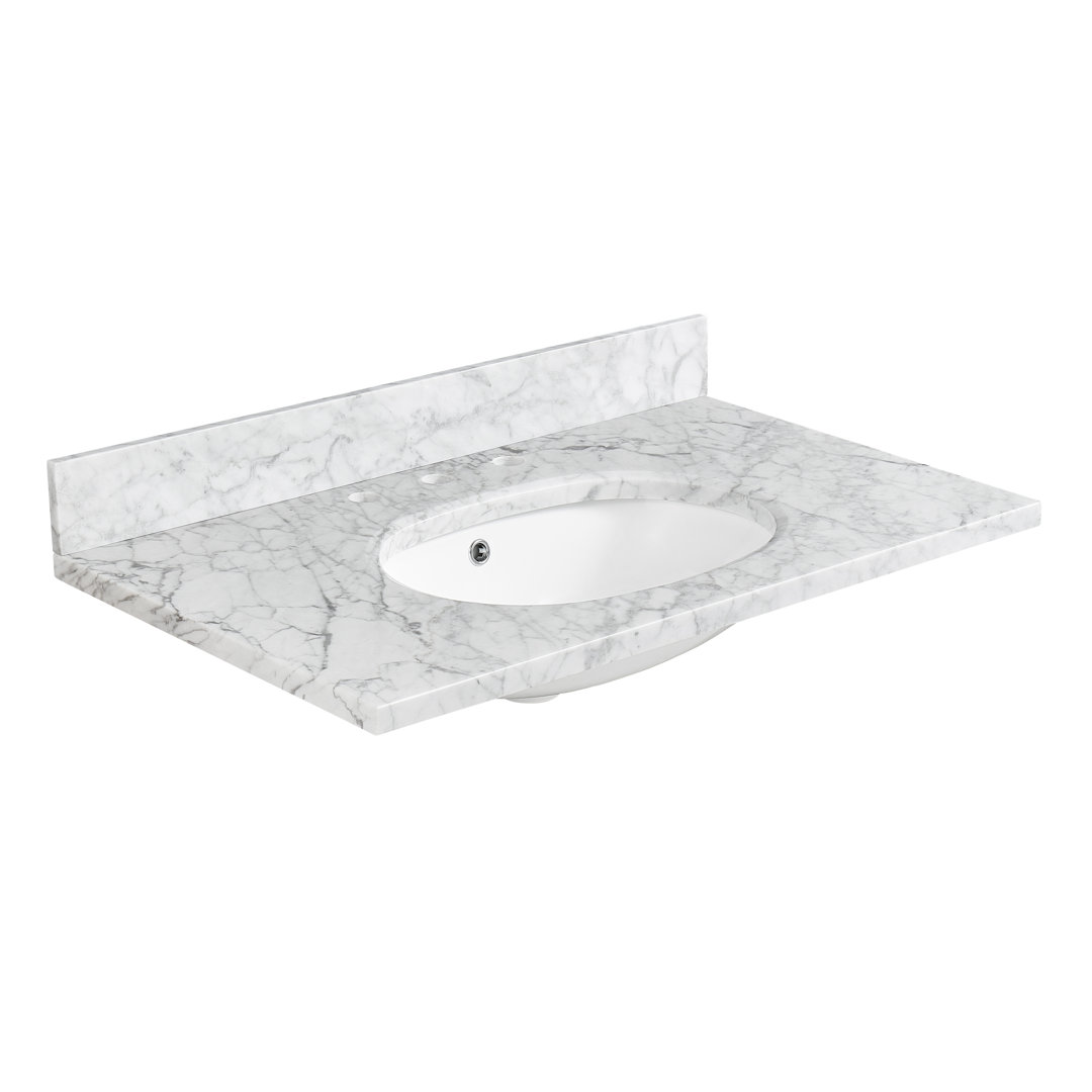 ANZZI Verona Series 36 In. L X 22 In. L Carrara White Counter Top With Single Basin ANZZI