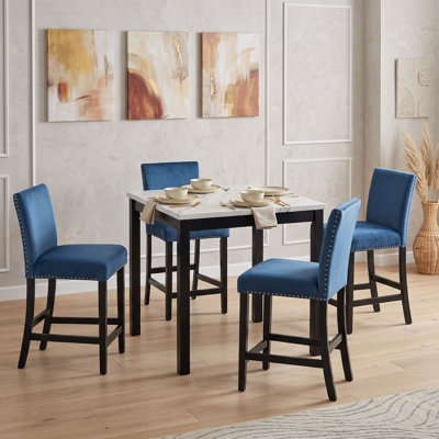 5-piece Dining Table Set with Four Upholstered Chairs