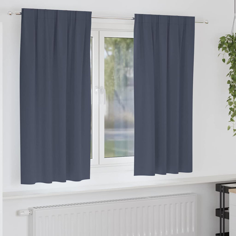 Blackout Curtain Pair, 175cm Width x 140cm Drop, Anthracite