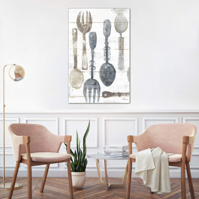 Spoons And Forks II Neutral by Albena Hristova - Wrapped Canvas Painting