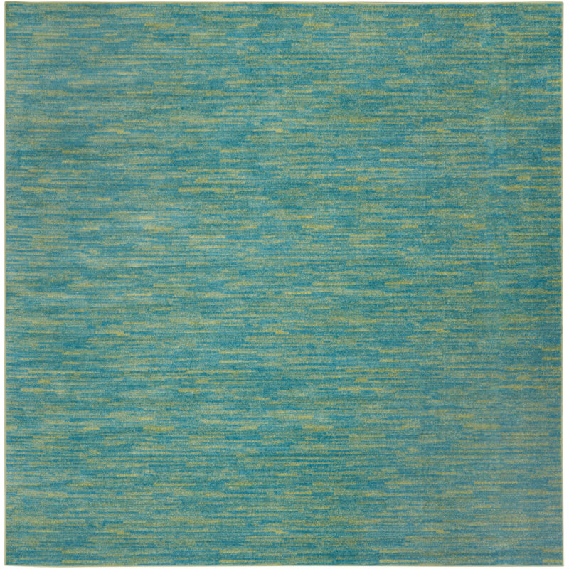 Nourison Essentials Blue/Green Indoor/Outdoor Area Rug, Square 9'