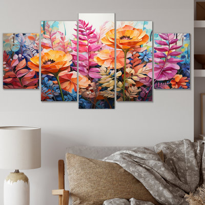 Multicolored Ferns Collage V Plants & Flowers Wall Decor on Metal