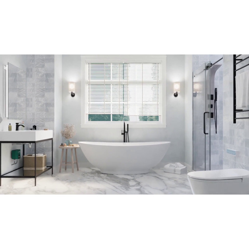 Sharman 36'' White Acrylic Corner Shower Surround with Shelves