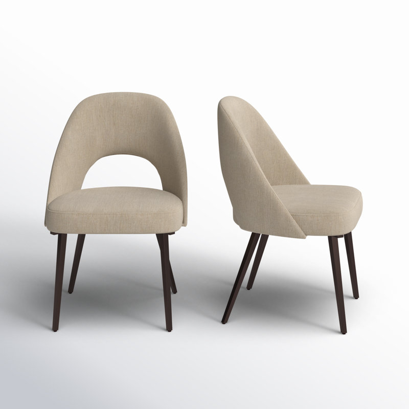 18'' H Upholstered Side Chair, Beige Herringbone Twill