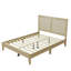 Lit plateforme en bois massif avec rotin-1335597854