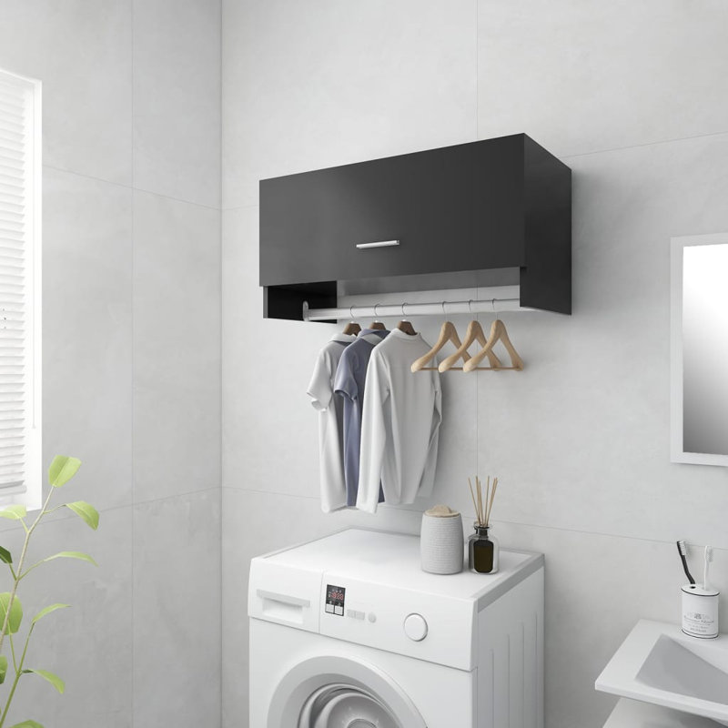 Ayanle 1 Door Wardrobe, Black, 35cm H x 70cm W x 32.5cm D