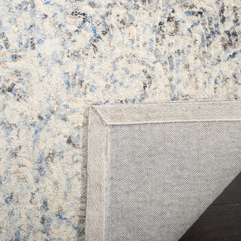 Tapis bleu / ivoire en laine touffeté à la main Toronto, Rectangle 8 pi x 10 pi