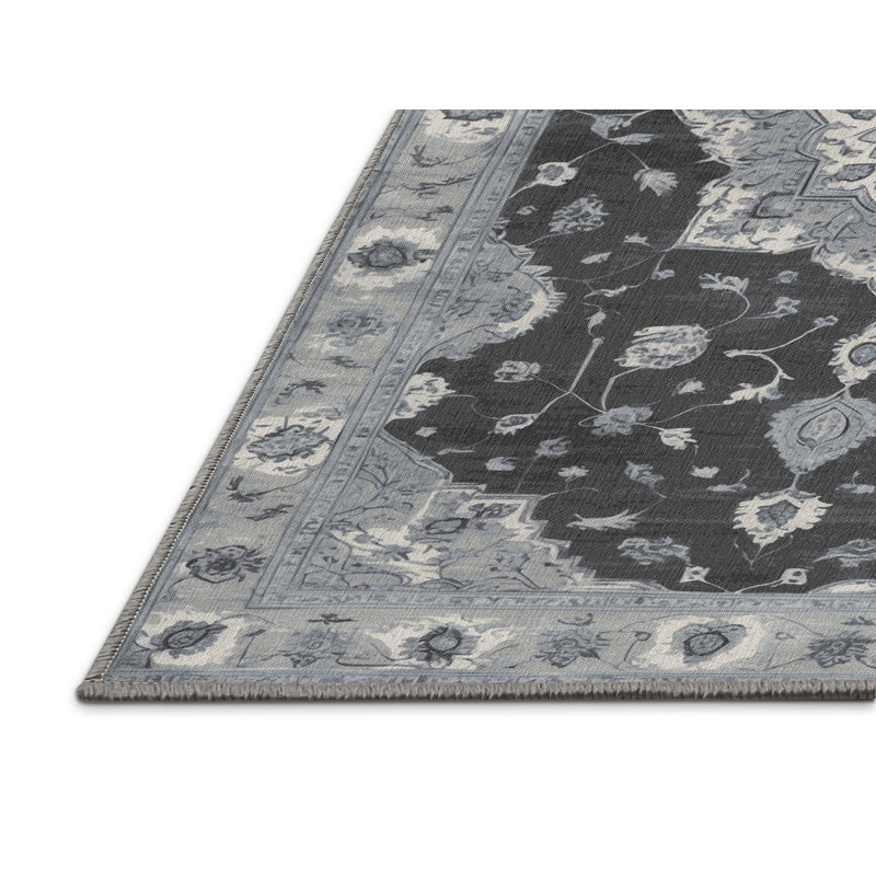 Machine Washable Tabriz Gray Area Rug