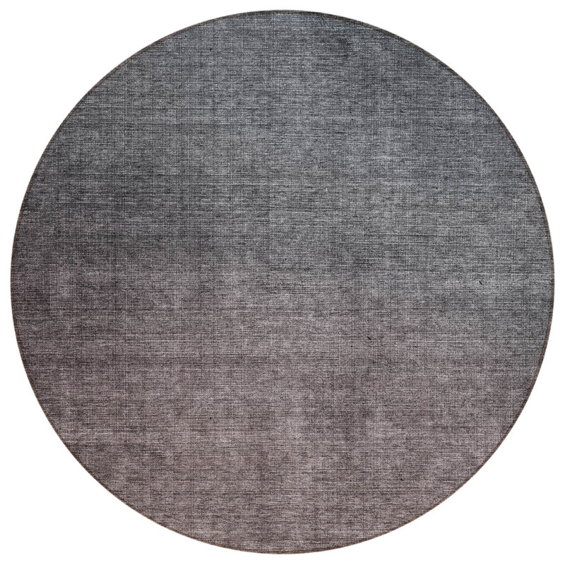 Tapis rond gris anthracite et brun 8 pi