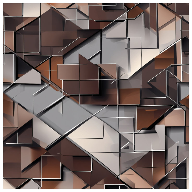 Coussins géométriques cubes gris / brun, 16 x 16 inches