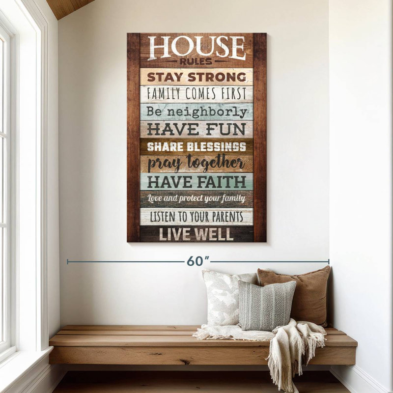 Plaque murale Kema Inspirational House Rules, H 48 po x l 32 po