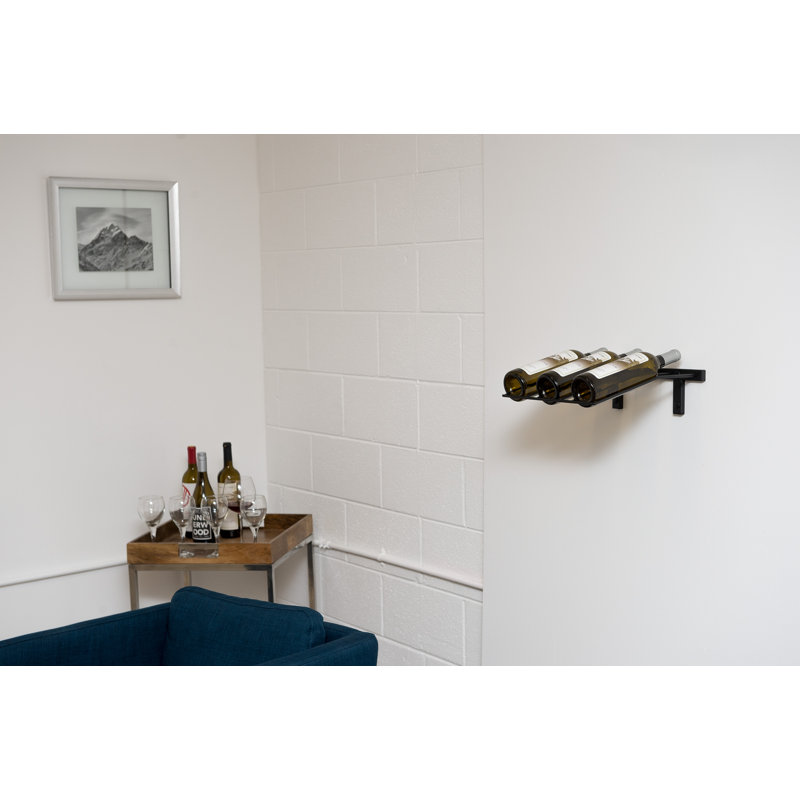 Support à vin de présentation mural en métal brossé Indurial, 8" H x 13" W x 13" D, Matte Black