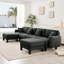 Élégant canapé modulaire en U à 4 places en tissu Boucle avec accoudoirs distinctifs en forme de coquillage, 2 repose-pieds mobiles et pieds cylindriques pour une assise confortable-717864815-717864819