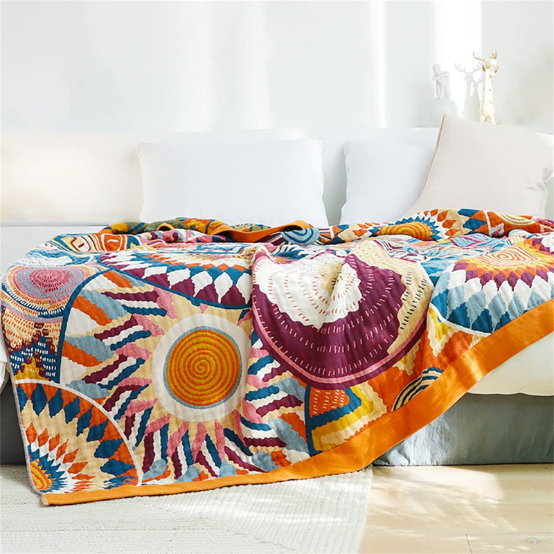 Clirim Cotton Sofa Cover Bedspread Light Boho Style, 200X230 Cm (78X90 In) Blanket