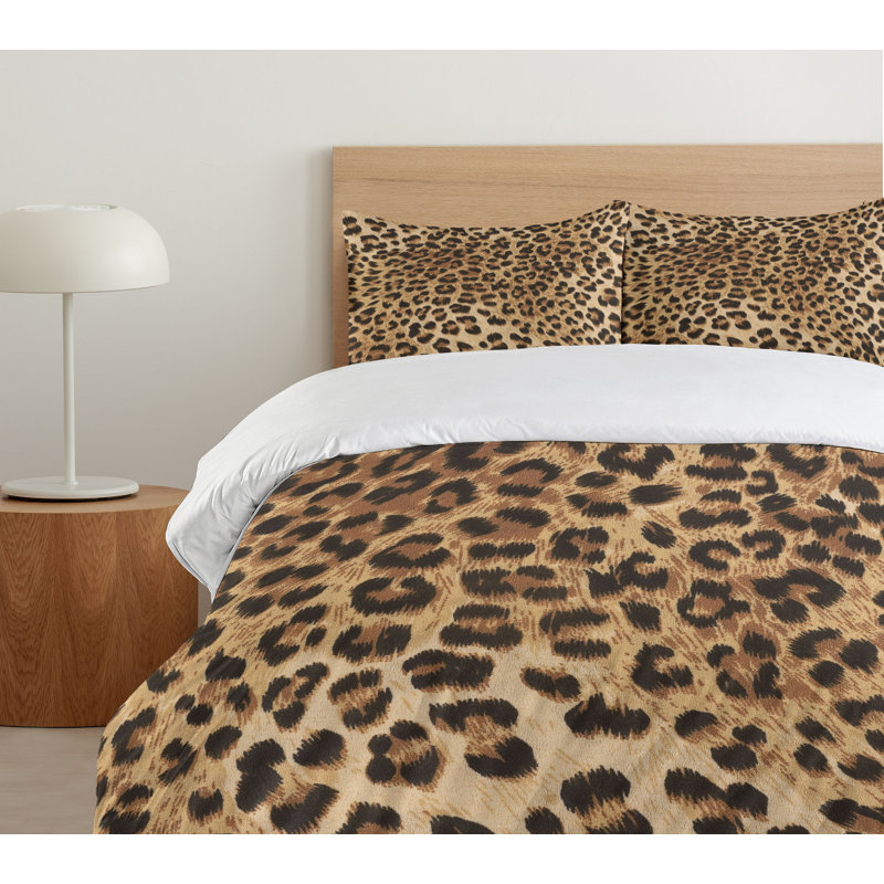 Leopard Print Queen Duvet Cover Set with Pillow Shams