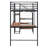 Metal Loft Bed With Desk And Metal Grid, Stylish Metal Frame Bed With Lateral Storage Ladder And Wardrobe-784147907-784147906