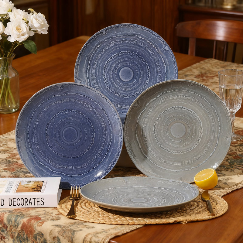  Ensemble de 4 assiettes en grès l 10,6 po Halo