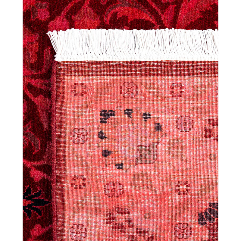Overdyed Hand-Knotted Wool Modern-Contemporary Pink Area Rug 4' 2" x 6' 2"
