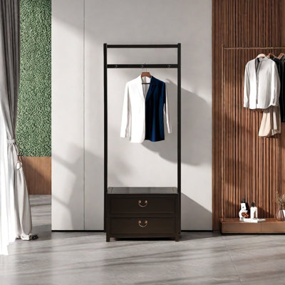 Elegant Walnut Wardrobe with Double Drawers