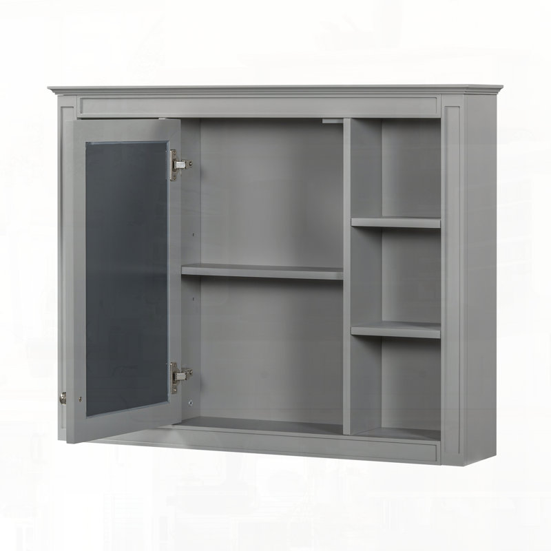 Meuble-lavabo moderne avec armoire à pharmacie et portes à fermeture douce, Gris, Argent argent