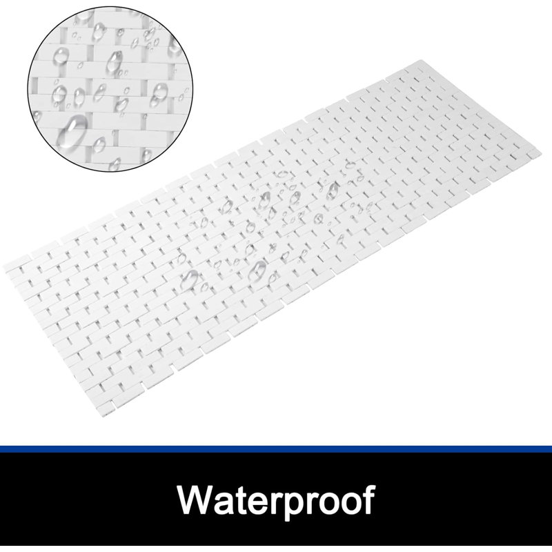 Tapis de bain blanc antidérapant en bambou blanc 16 x 48 po