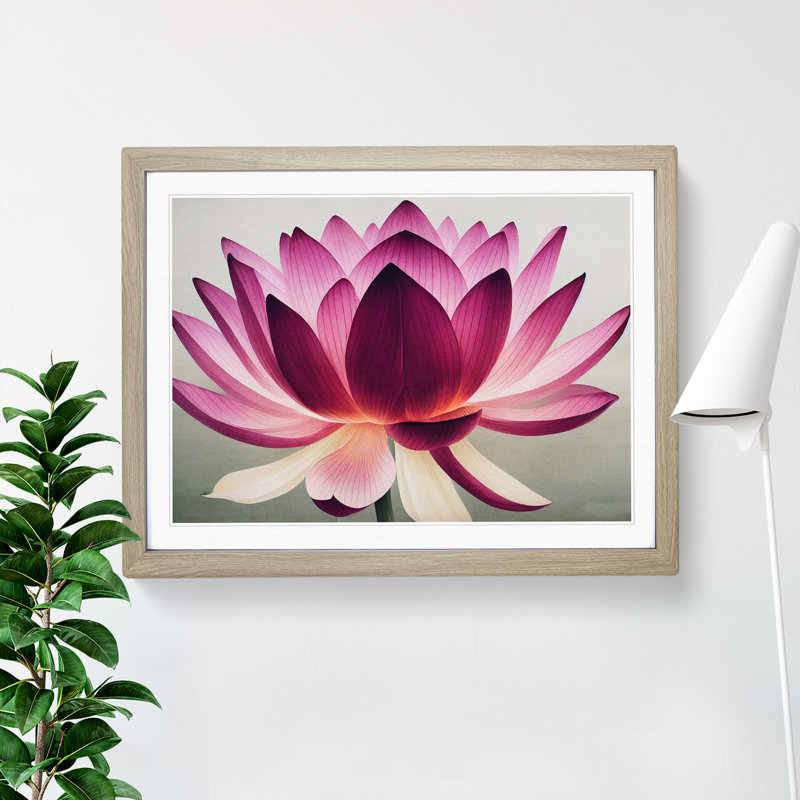 Mesmerising Lotus Flower - Framed Print, 25cm H x 34cm W x 2cm D, Oak