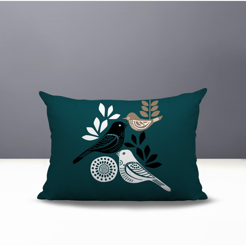 Emy Bird Reversible Indoor/Outdoor Rectangle Pillow, Rectangle 18"H x 25"W, Emerald