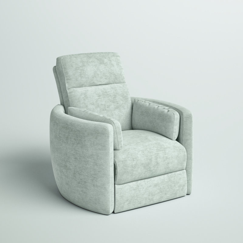 Jelissa 40" Wide Swivel Glider Power Recliner, Windstream Pale Teal Chenille