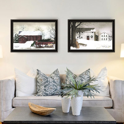 Rehaussez le style de votre salon avec 2 décorations murales de Noël, encadrées en noir, fabriquées en bois et en papier de qualité supérieure