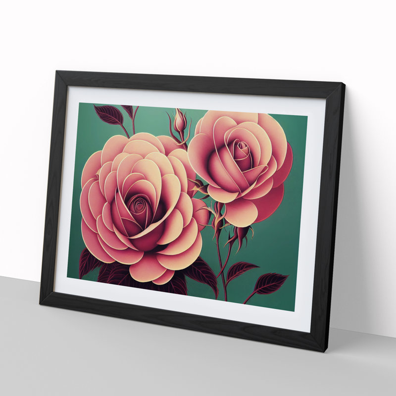 Rose Flowers Deco Vol.1 - Single Picture Frame Print, Black Framed, 46cm H x 64cm W x 2cm D