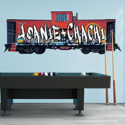 Custom Name Railroad Car Wall Decal - Personalized Graffiti Wall Art - Train Room Decor