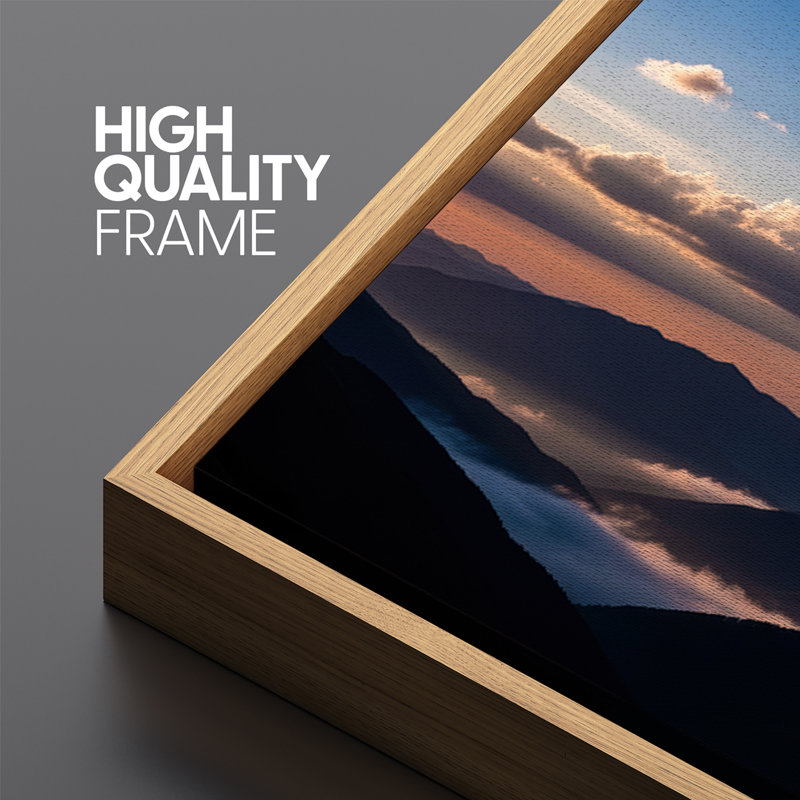 Art mural sur toile encadré "Mountain Ridges at Sunset" - Photographie de nature paisible pour espaces rustiques ou minimalistes modernes