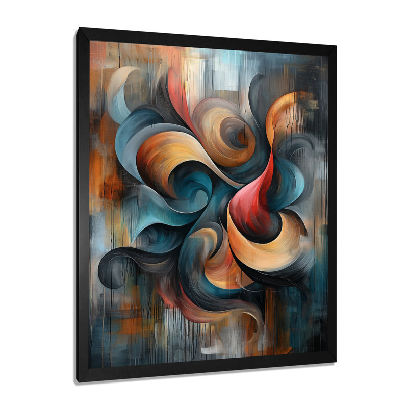 Nykeema - Abstract Wall Art Living Room, H 20 po x l 12 po, Picture Framed, Noir, noir, noir, noir