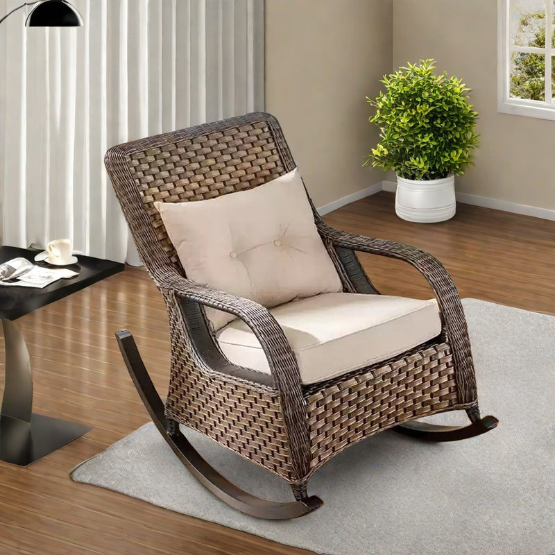 Fauteuil de canne en PE tissé à la main Exquis, Brun