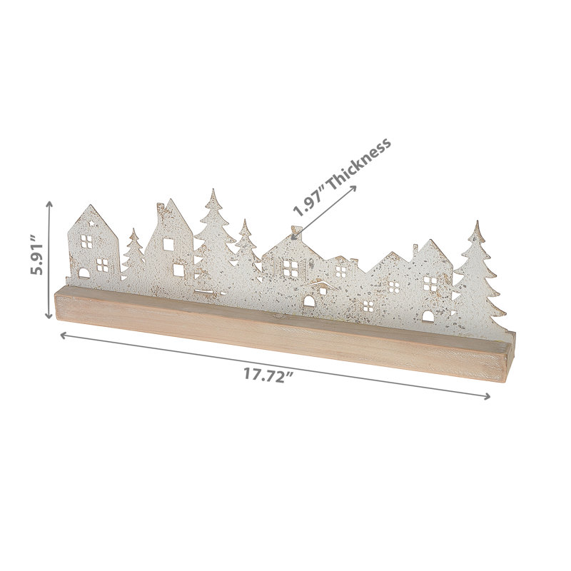 Décoration de plateau de village blanche avec base en bois
