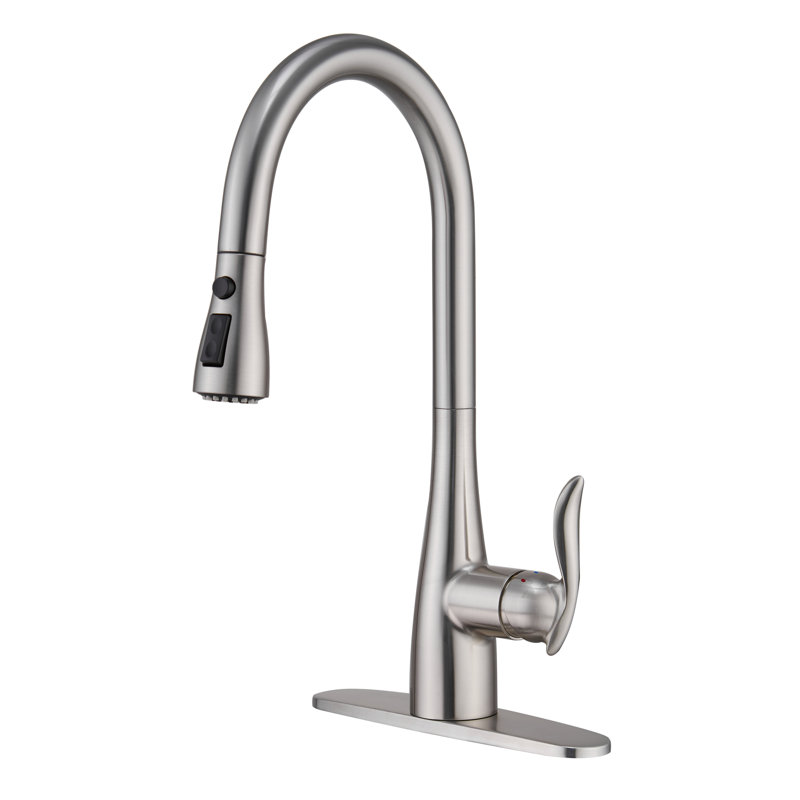 Robinet de cuisine à poignée simple rétractable, Argent