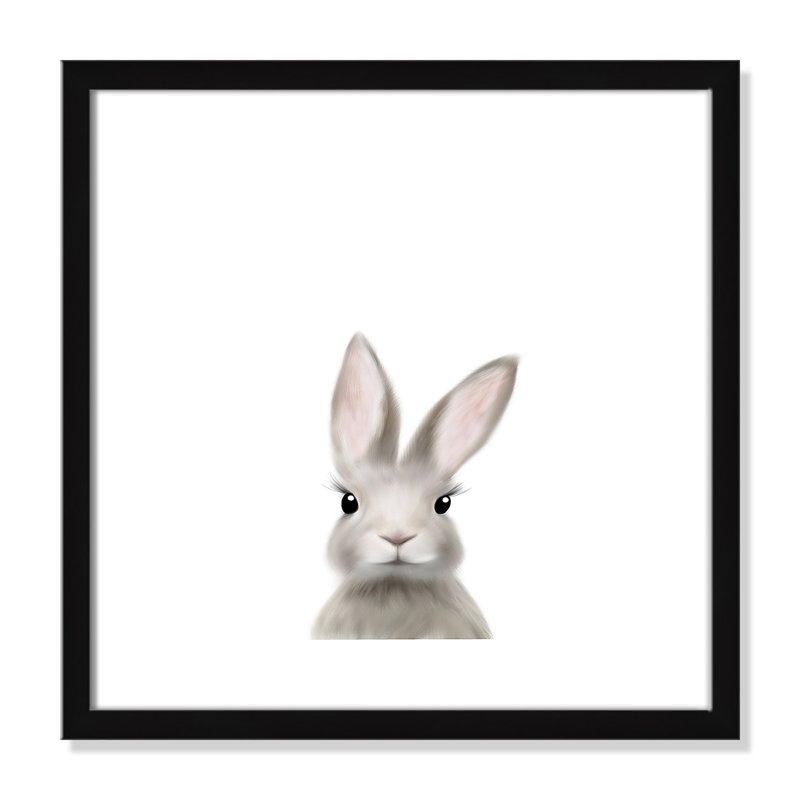 Art encadré en lapins forestières, Encadré de boîte noir, H 17 po x l 17 po x P 1,19 po