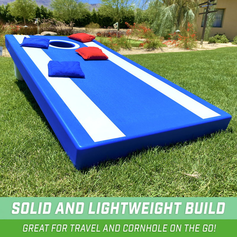 GoSports 2' x 4' All-Weather Cornhole Board Game Set - Outdoor Backyard Lawn Toss Game Set, Blue