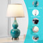 65.5cm Blue Ceramic Table Lamp With USB And Bulb Included 