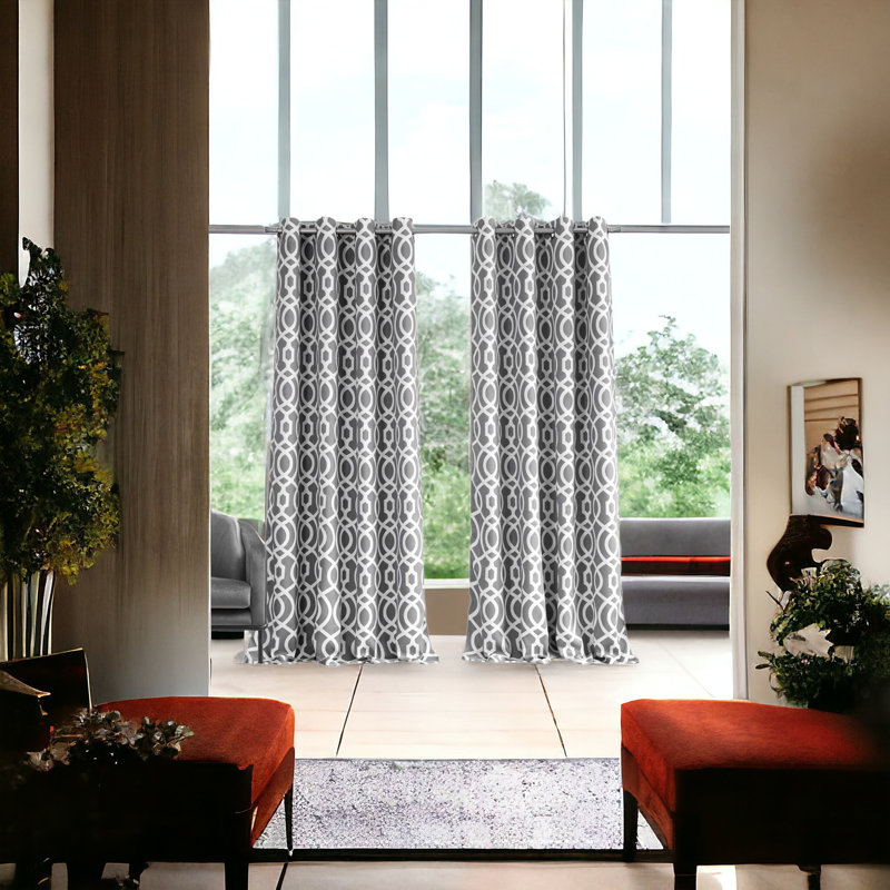 Panneau de rideau 84 "Trellis Black Out, L 54 po x L 84 po, Argent / blanc