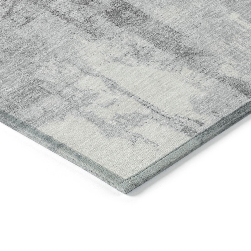 Gray Round Synthetic Flat Woven Washable Rug, 8' x 8'