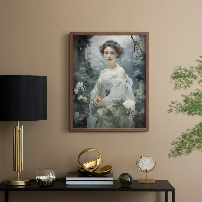 WOMEN Series dxlvii - reproduction encadrée de qualité supérieure - prête à être accrochée - aucun clou requis, Noyer