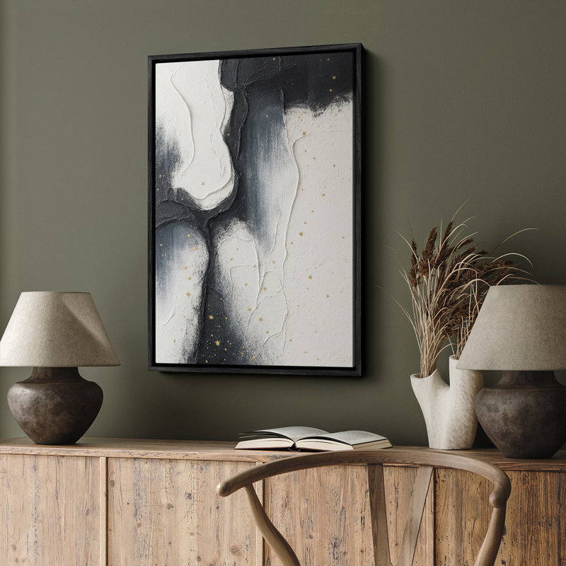 Art mural encadré abstrait rétro antique classique pour chambre à coucher, H 36 po x l 24 po, Noir, noir, noir, noir