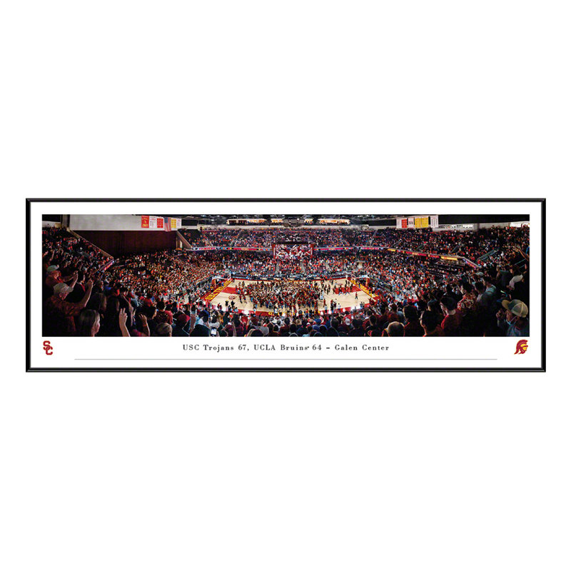 Impression panoramique USC Basketball, H 13,75 po x l 40,25 po x P 0,38 po, Cadre noir