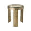 Nuvola Antique Zinc Cast Aluminum Round End Table with Cast Glass Top