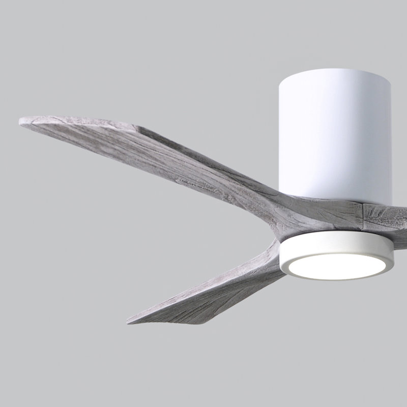 Irene LED Ceiling Fan, Gloss White, Barn Wood Tone, 52"